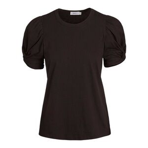 A.L.C Kati Puff / Ruched Sleeve Black T-Shirt XL